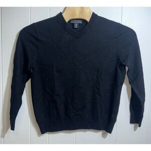 Mark Law Mens Black 100% Extra Fine Merino Wool V-Neck Sweater XL Long Sleeve